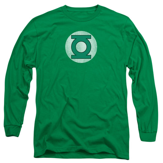 DC Comics Gl Logo Distressed Mens Long Sleeve Shirt Kelly Green Officially Licensed