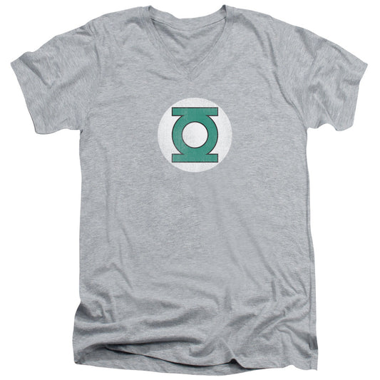 DC Comics Gl Logo Distressed Mens Slim Fit V Neck T Shirt Athletic Heather Officially Licensed