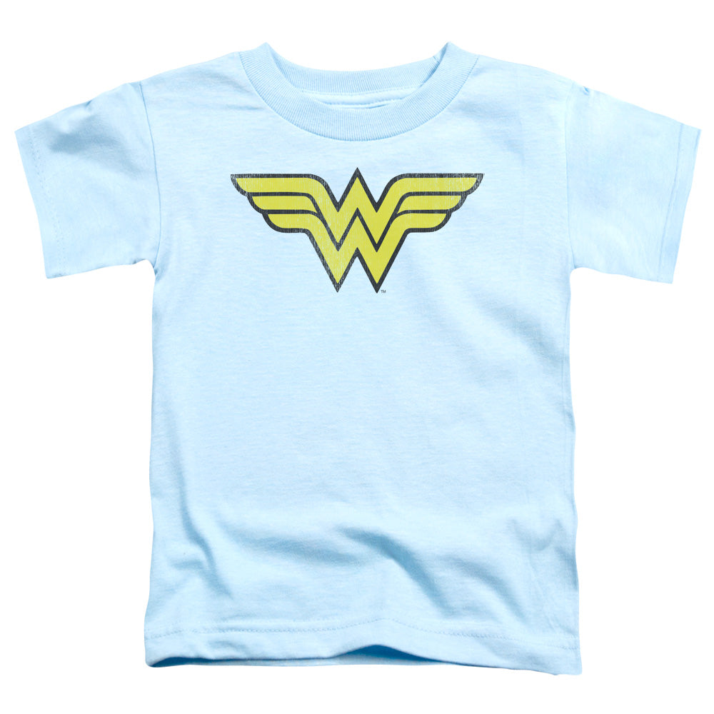 DC Comics Ww Logo Distressed Toddler Kids Youth T Shirt Light Blue Officially Licensed