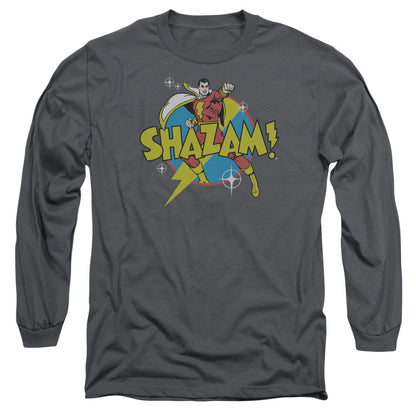 Dc Shazam Power Bolt Mens Long Sleeve Shirt Charcoal Officially Licensed