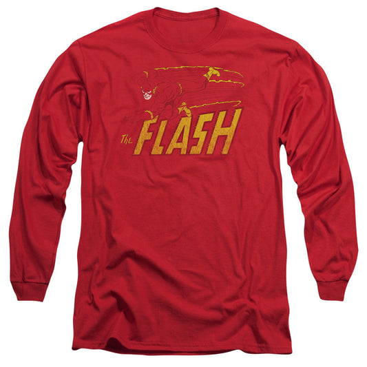 DC Comics Flash Flash Speed Distressed Mens Long Sleeve Shirt Red Officially Licensed