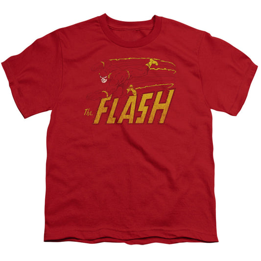 DC Comics Flash Flash Speed Distressed Kids Youth T Shirt Red Officially Licensed
