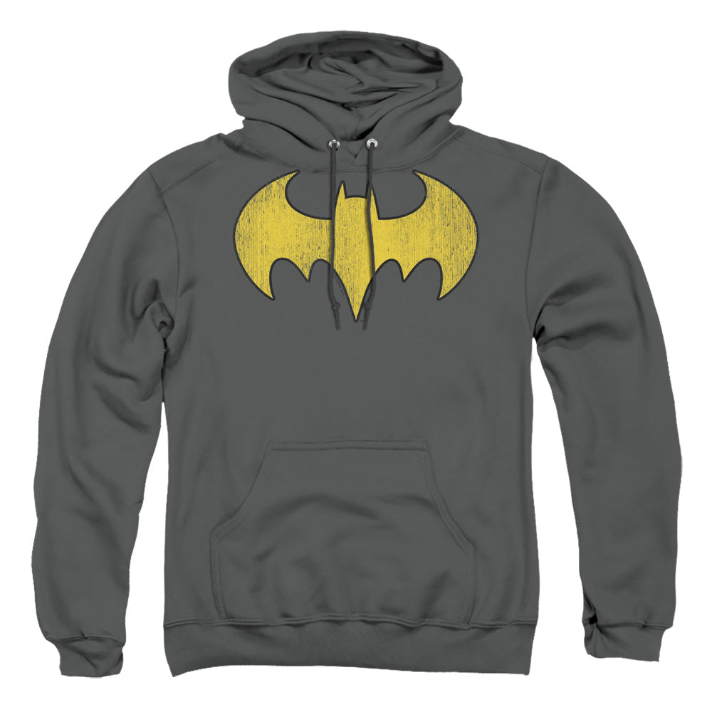 Dc Batgirl Logo Distressed Mens Hoodie Charcoal Officially Licensed