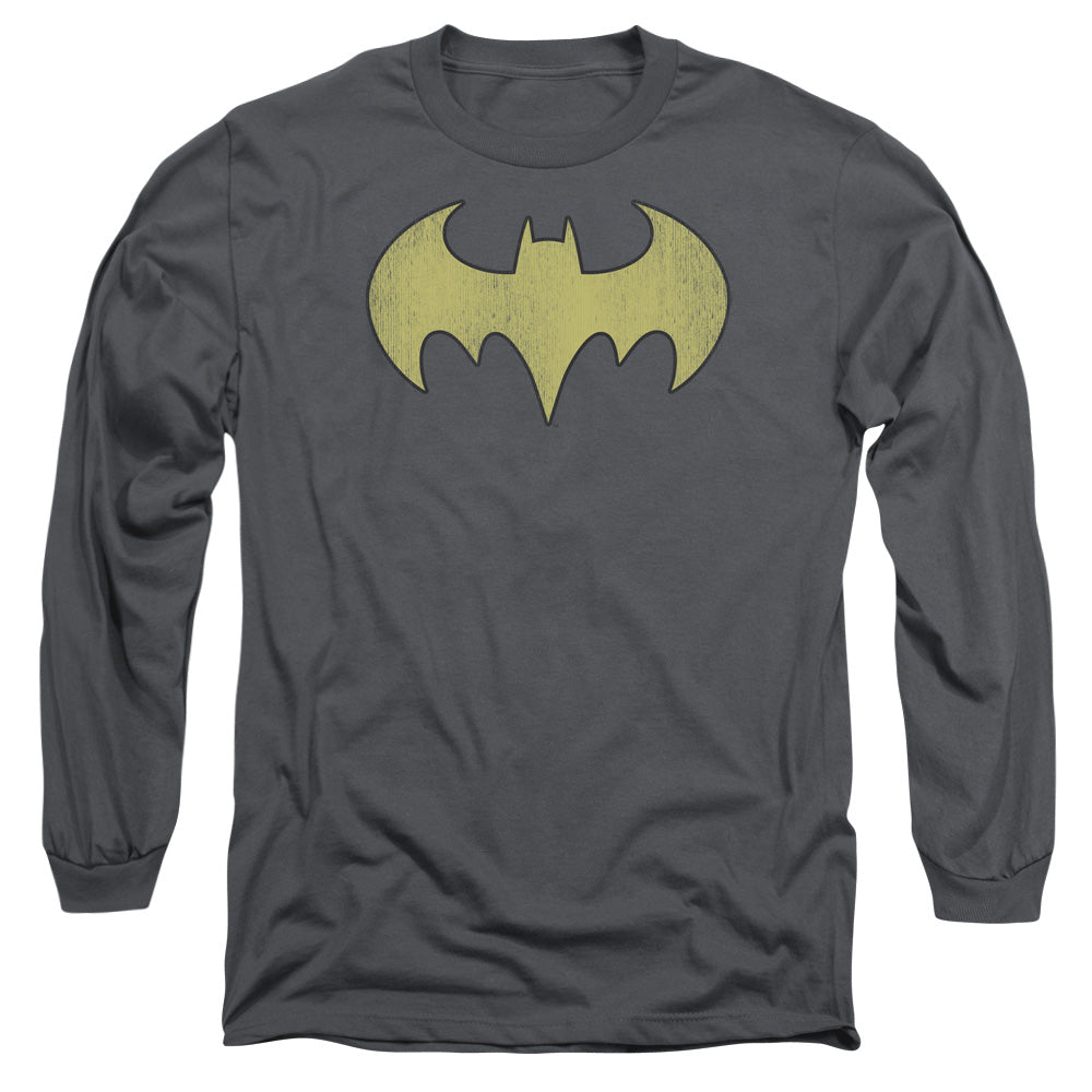DC Comics Batgirl Logo Distressed Mens Long Sleeve Shirt Charcoal Officially Licensed