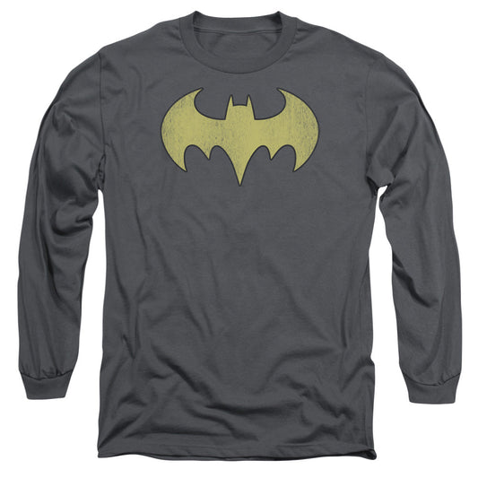 DC Comics Batgirl Logo Distressed Mens Long Sleeve Shirt Charcoal Officially Licensed