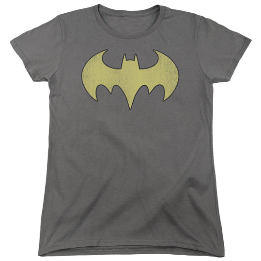 DC Comics Batgirl Logo Distressed Womens T Shirt Heather Officially Licensed