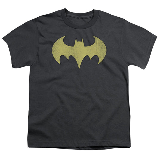 DC Comics Batgirl Logo Distressed Kids Youth T Shirt Charcoal Officially Licensed