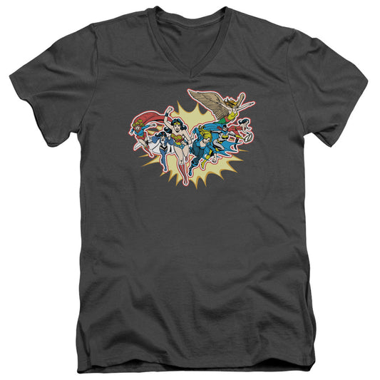 DC Comics Please Get Me Mens Slim Fit V Neck T Shirt Charcoal Officially Licensed