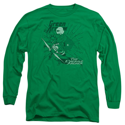 Dc Green Arrow The Emerald Archer Mens Long Sleeve Shirt Kelly Green Officially Licensed