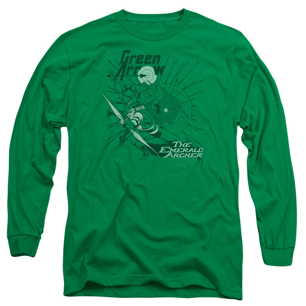 Dc Green Arrow The Emerald Archer Mens Long Sleeve Shirt Kelly Green Officially Licensed