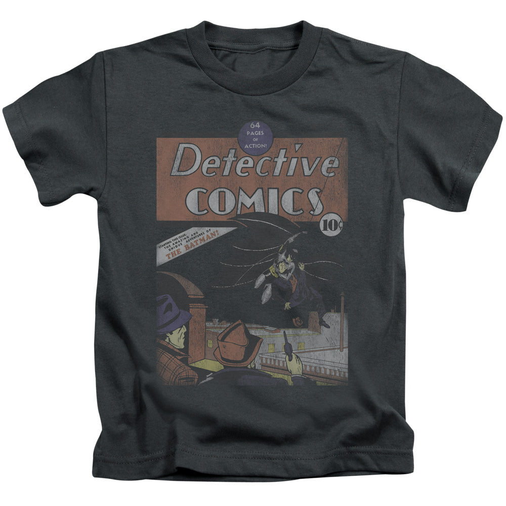 DC Comics Detective #27 Distressed Juvenile Kids Youth T Shirt Charcoal Officially Licensed