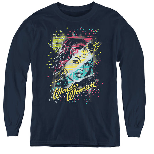 DC Comics Color Block Long Sleeve Kids Youth T Shirt Black Officially Licensed