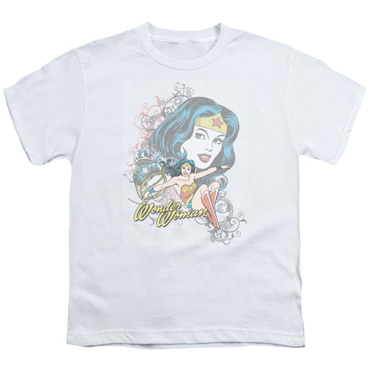 DC Comics Wonder Scroll Kids Youth T Shirt White Officially Licensed