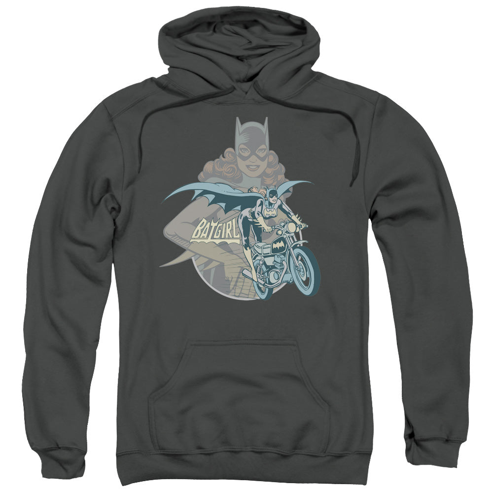 DC Comics Batgirl Biker Mens Hoodie Charcoal Officially Licensed