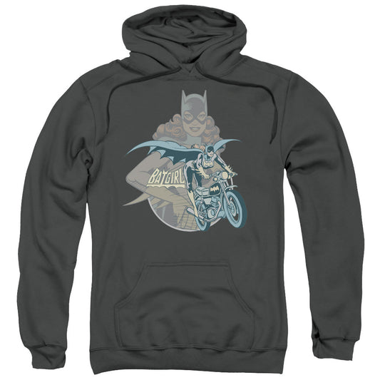 DC Comics Batgirl Biker Mens Hoodie Charcoal Officially Licensed