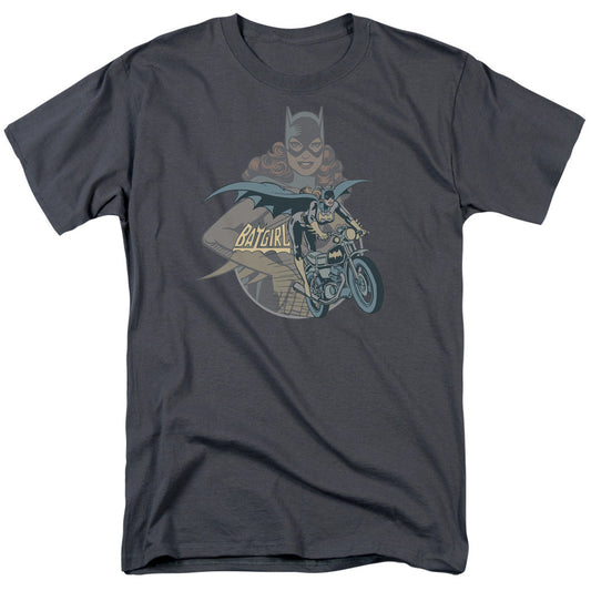 Dc Batgirl Biker Mens T Shirt Charcoal Officially Licensed