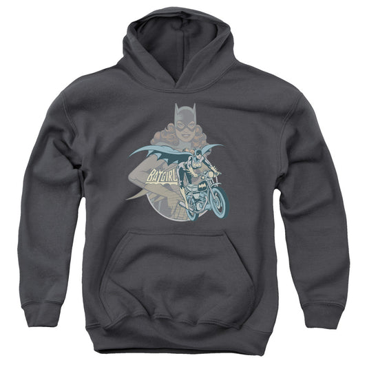 DC Comics Batgirl Biker Kids Youth Hoodie Charcoal Officially Licensed