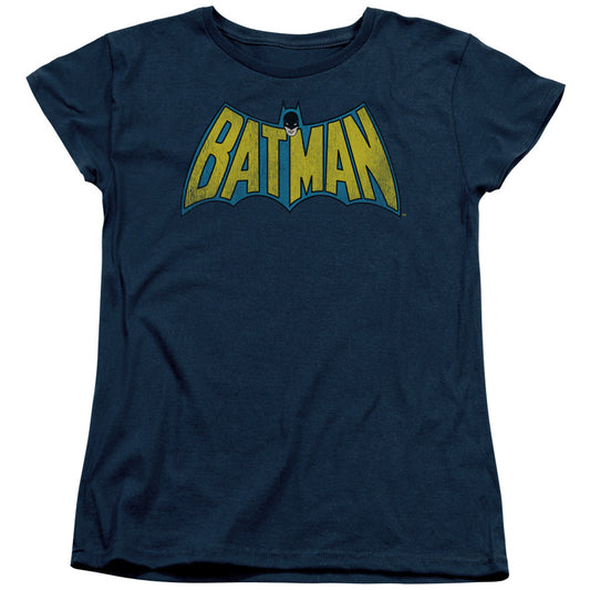 DC Comics Classic Batman Logo Womens T Shirt Navy Blue Officially Licensed