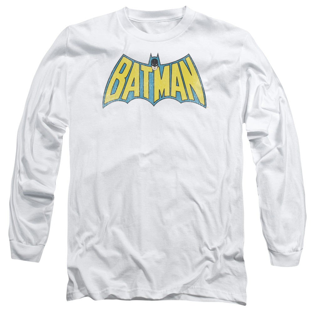DC Comics Classic Batman Logo Mens Long Sleeve Shirt White Officially Licensed