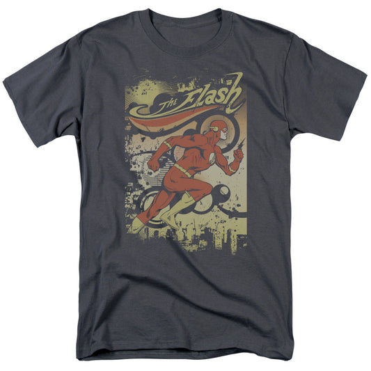 DC Comics Flash Just Passing Through Mens T Shirt Charcoal Officially Licensed