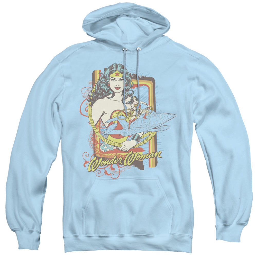 DC Comics Invisible Jet Mens Hoodie Light Blue Officially Licensed