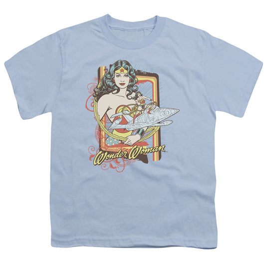 DC Comics Invisible Jet Kids Youth T Shirt Light Blue Officially Licensed