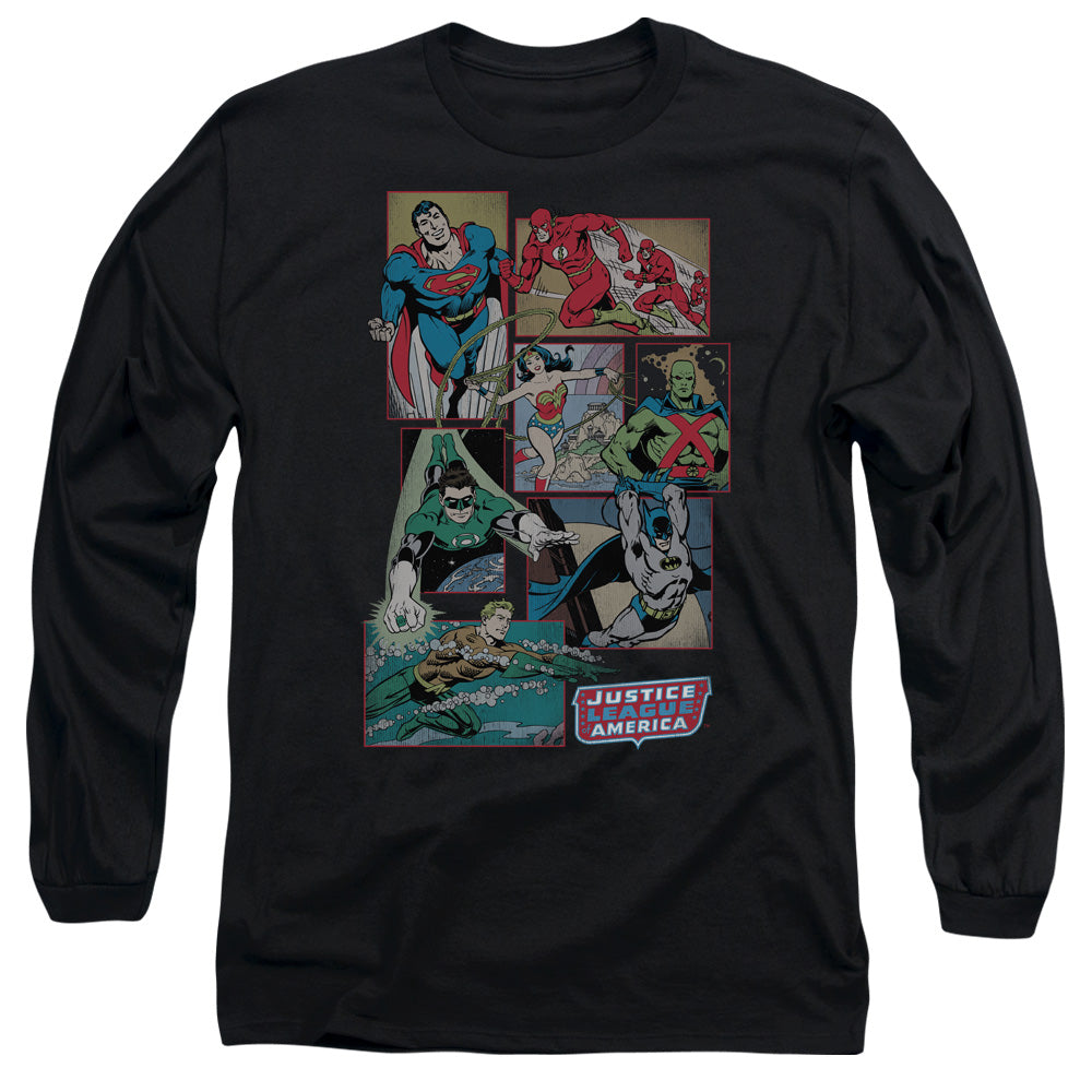 Dc Justice League Boxes Mens Long Sleeve Shirt Black Officially Licensed