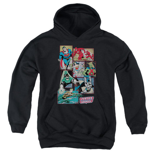 DC Comics Justice League Boxes Kids Youth Hoodie Black Officially Licensed
