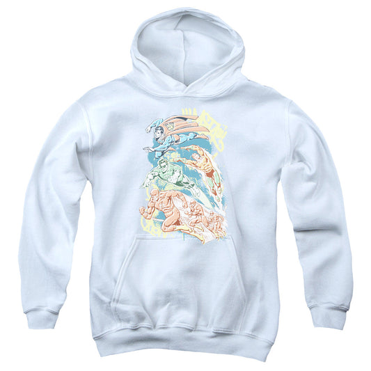 DC Comics Halftone League Kids Youth Hoodie White Officially Licensed