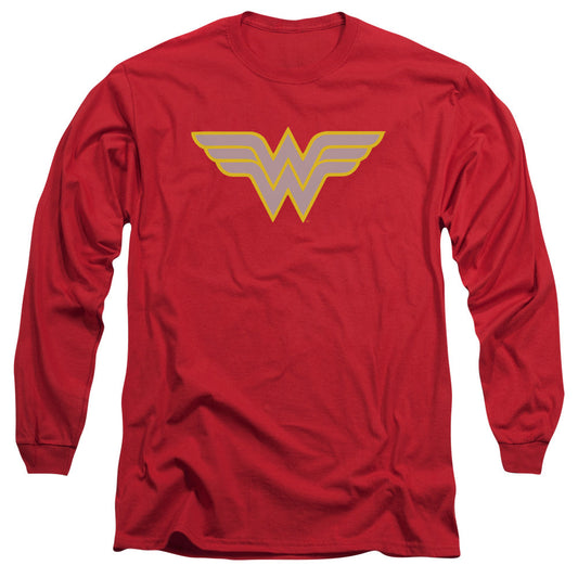 DC Comics Ww Logo Mens Long Sleeve Shirt Red Officially Licensed