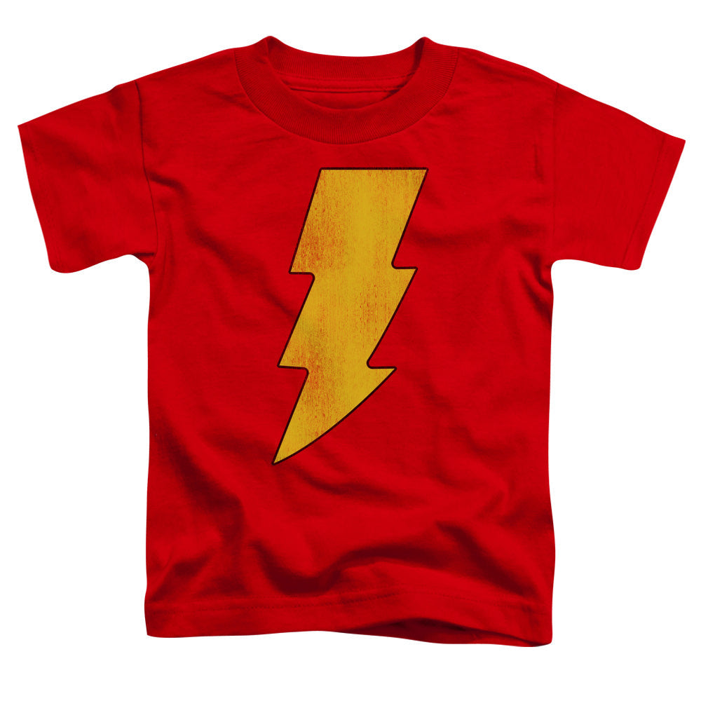 DC Comics Shazam Logo Distressed Toddler Kids Youth T Shirt Red Officially Licensed