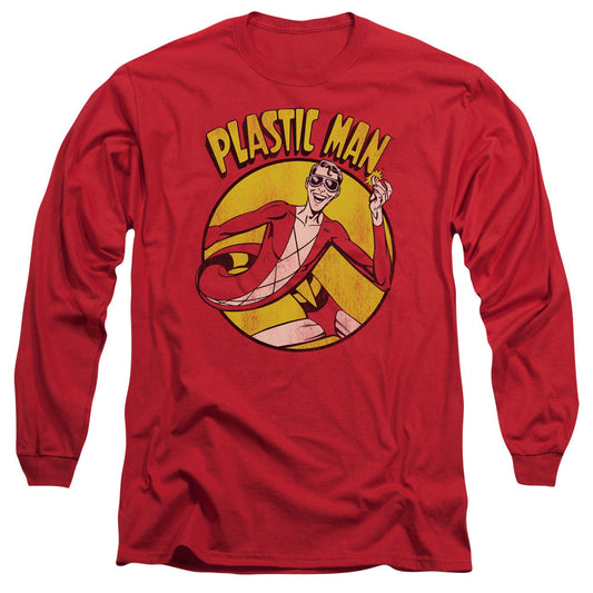 DC Comics Plastic Man Mens Long Sleeve Shirt Red Officially Licensed