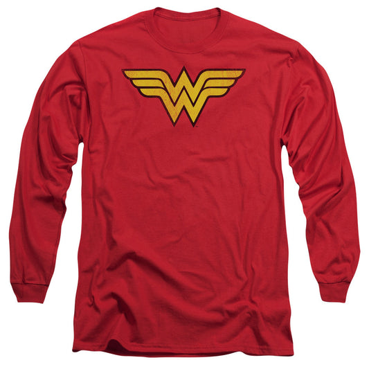 DC Comics Wonder Woman Logo Dist Mens Long Sleeve Shirt Red Officially Licensed
