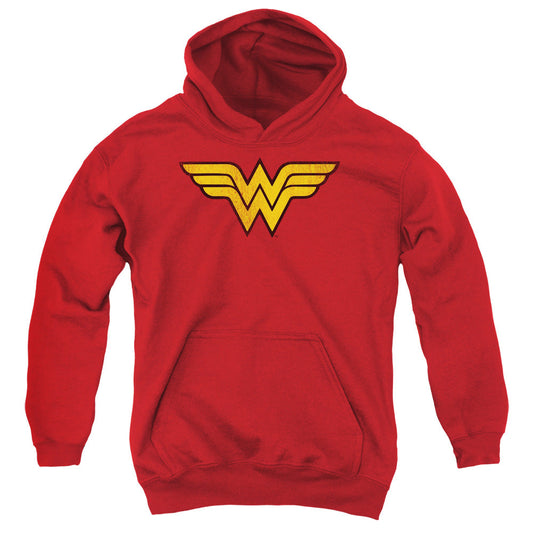 DC Comics Wonder Woman Logo Dist Kids Youth Hoodie Red Officially Licensed