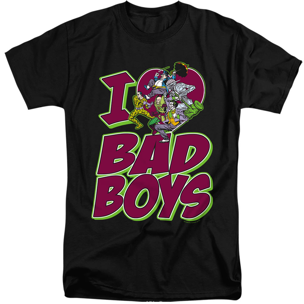 DC Comics I Heart Bad Boys Mens Tall T Shirt Adult Tall Black Officially Licensed