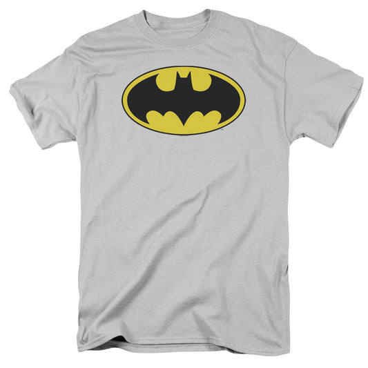 DC Comics Batman Logo Mens T Shirt Silver Officially Licensed