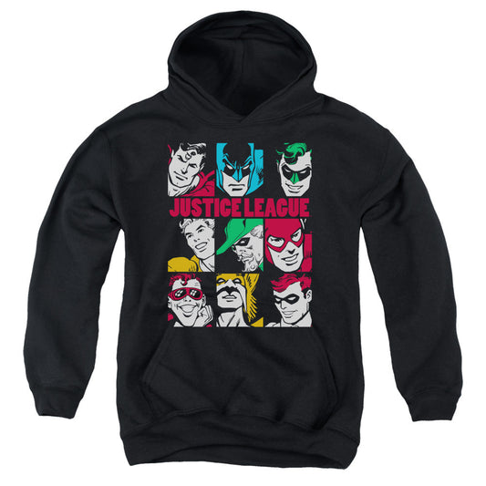 DC Comics Nine Blocks of Justice Kids Youth Hoodie Black Officially Licensed