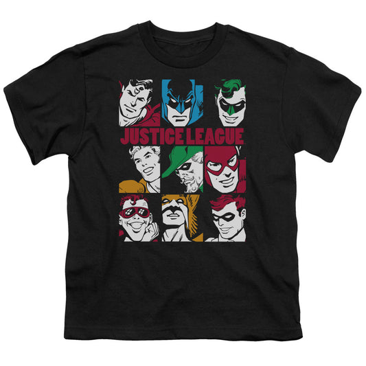 DC Comics Nine Blocks of Justice Kids Youth T Shirt Black Officially Licensed