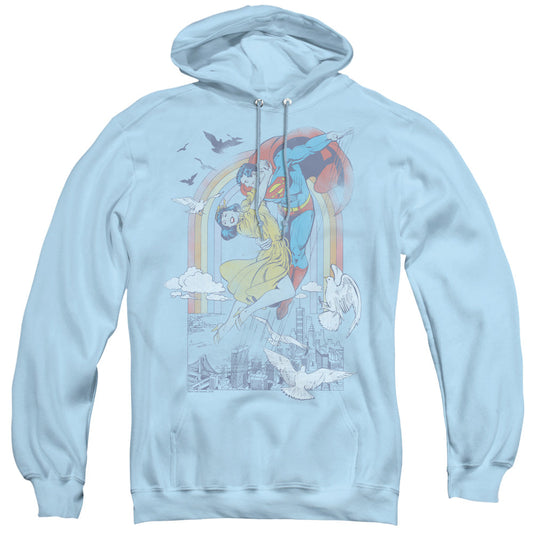 DC Comics Rainbow Love Mens Hoodie Light Blue Officially Licensed