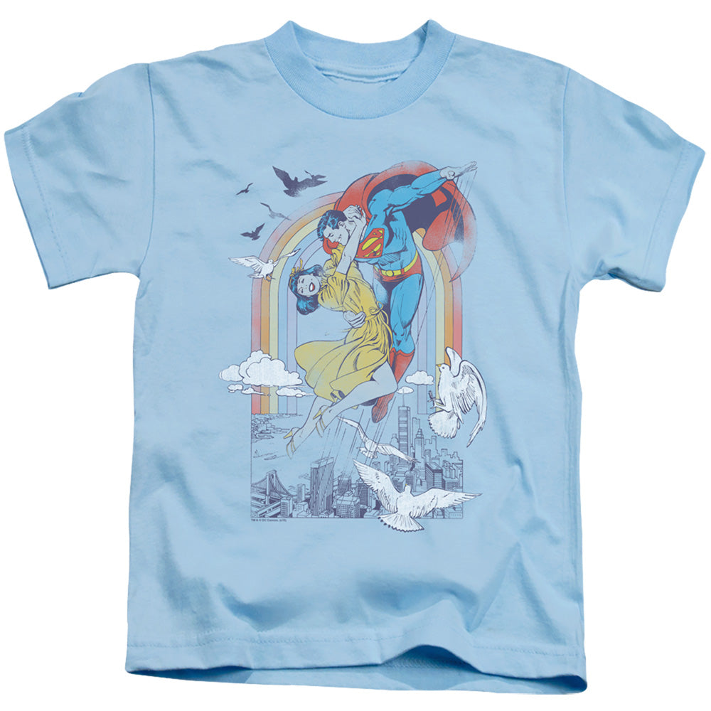DC Comics Rainbow Love Juvenile Kids Youth T Shirt Light Blue Officially Licensed