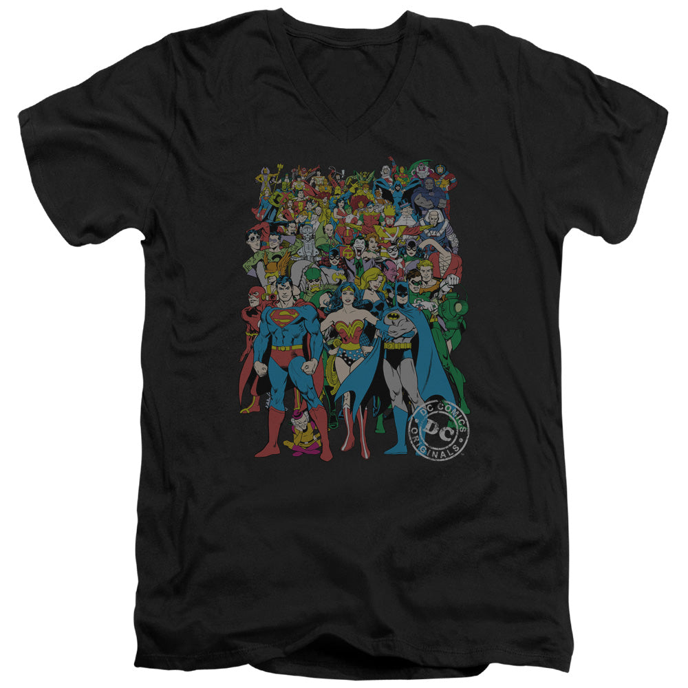 DC Comics Original Universe Mens Slim Fit V Neck T Shirt Black Officially Licensed