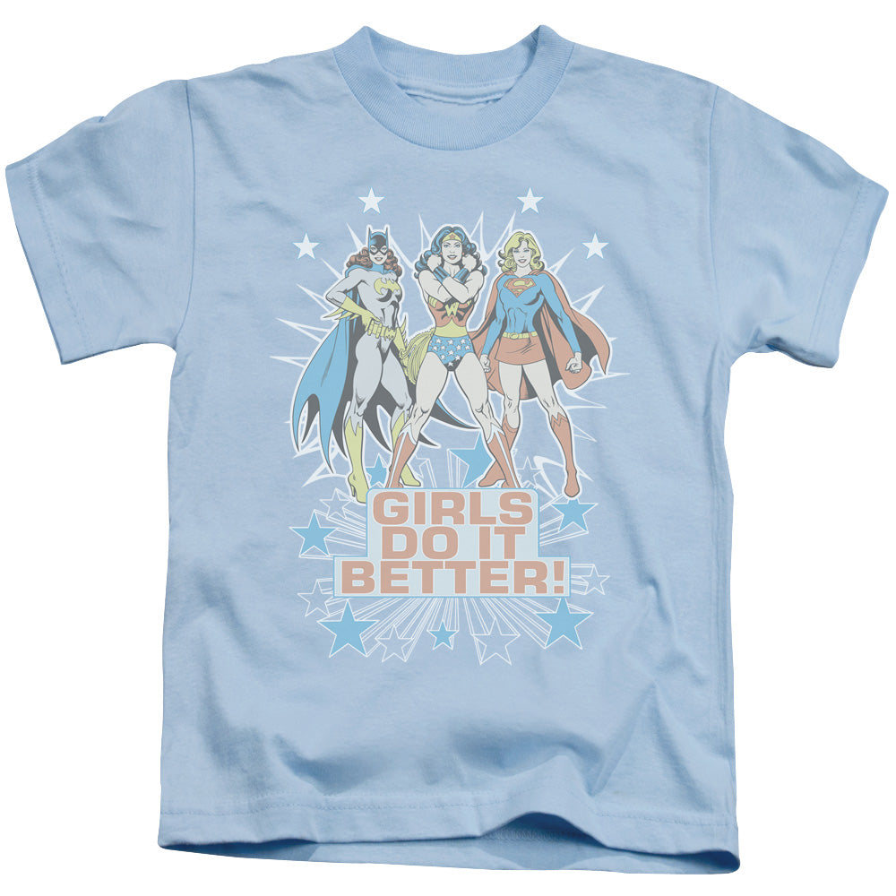 DC Comics Girls Do It Better Juvenile Kids Youth T Shirt Light Blue Officially Licensed