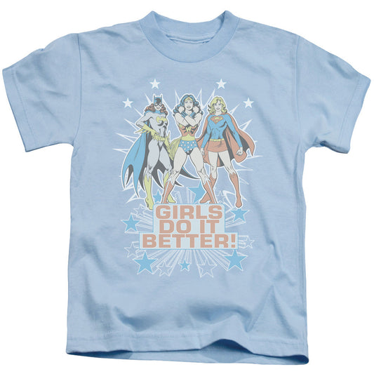 DC Comics Girls Do It Better Juvenile Kids Youth T Shirt Light Blue Officially Licensed