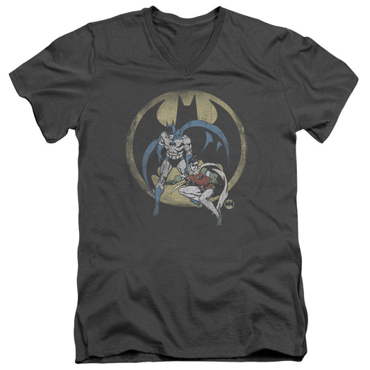 DC Comics Team Mens Slim Fit V Neck T Shirt Charcoal Officially Licensed