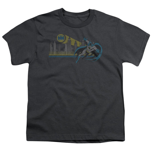DC Comics Gotham Retro Kids Youth T Shirt Charcoal Officially Licensed