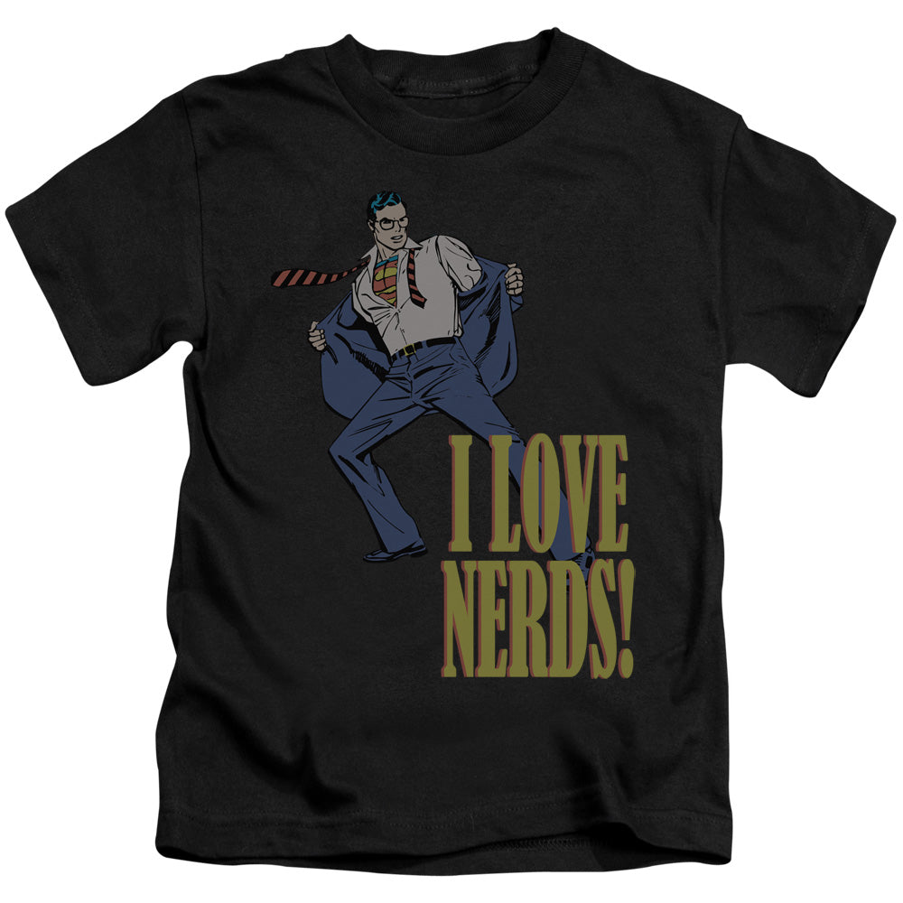 DC Comics I Love Nerds Juvenile Kids Youth T Shirt Black Officially Licensed