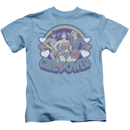 DC Comics Retro Girl Power Juvenile Kids Youth T Shirt Carolina Blue Officially Licensed