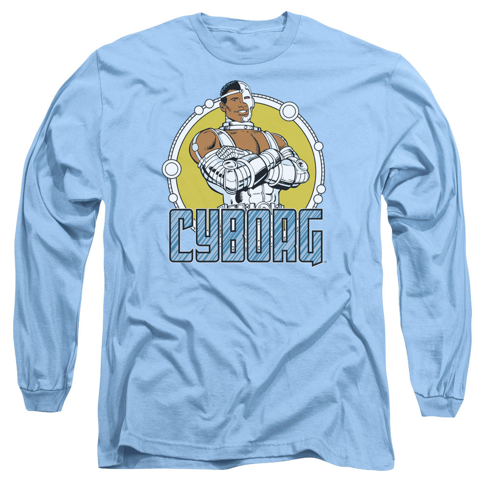 DC Comics Cyborg Mens Long Sleeve Shirt Carolina Blue Officially Licensed