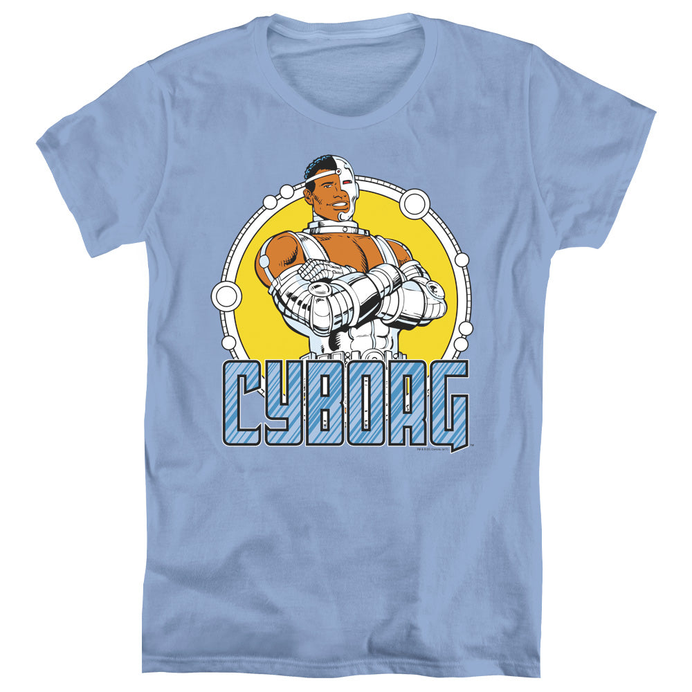 DC Comics Cyborg Womens T Shirt Carolina Blue Officially Licensed