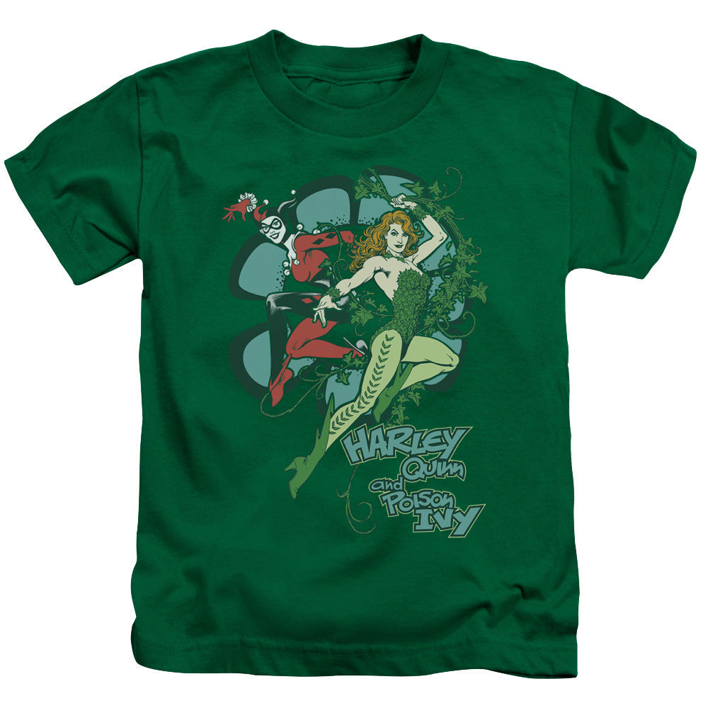DC Comics Harley and Ivy Juvenile Kids Youth T Shirt Kelly Green Officially Licensed